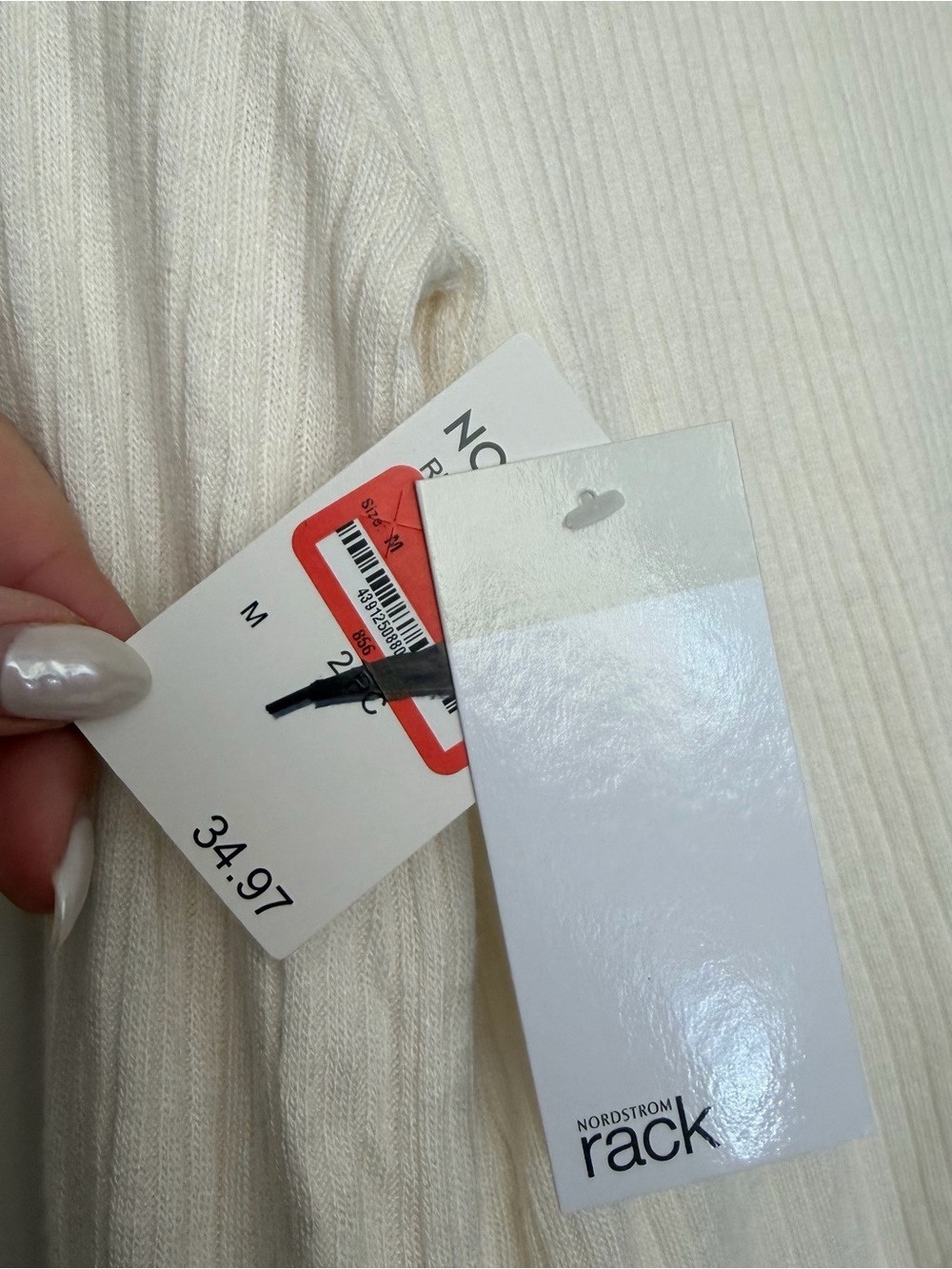 Nordstrom Rack Ribbed Johnny Collar Top Cream - Picture 6 of 7